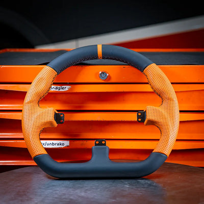 Asetek Racing Closed D Orange Lederlenkradkranz