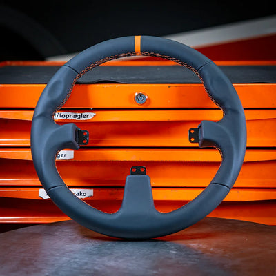 Asetek Racing Lenkradkranz aus schwarzem Leder