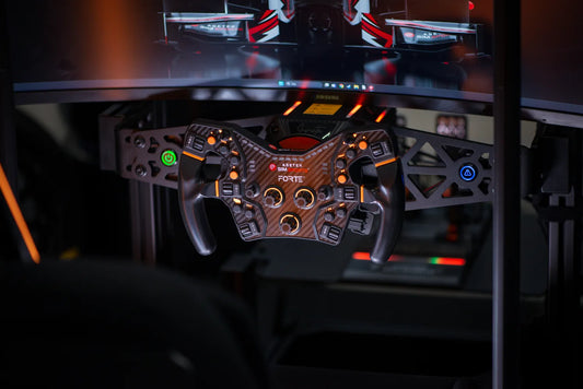 Asetek Racing formel håndtag til rat, regulært håndtag til bilspil, sort plastik med ergonomisk design.