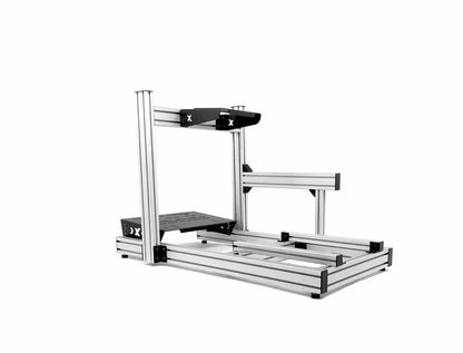 SimXPro X80 GT simracer cockpit med rat og pedalholder, sort og robust design til simracingoplevelser.
