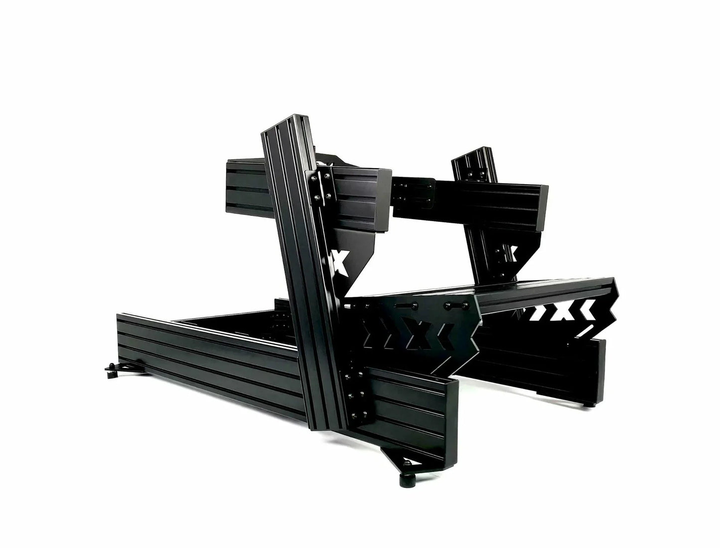 SimXPro XFR Formel racerkabine med sort stel, rat og pedaler til simracing og racingentusiaster.