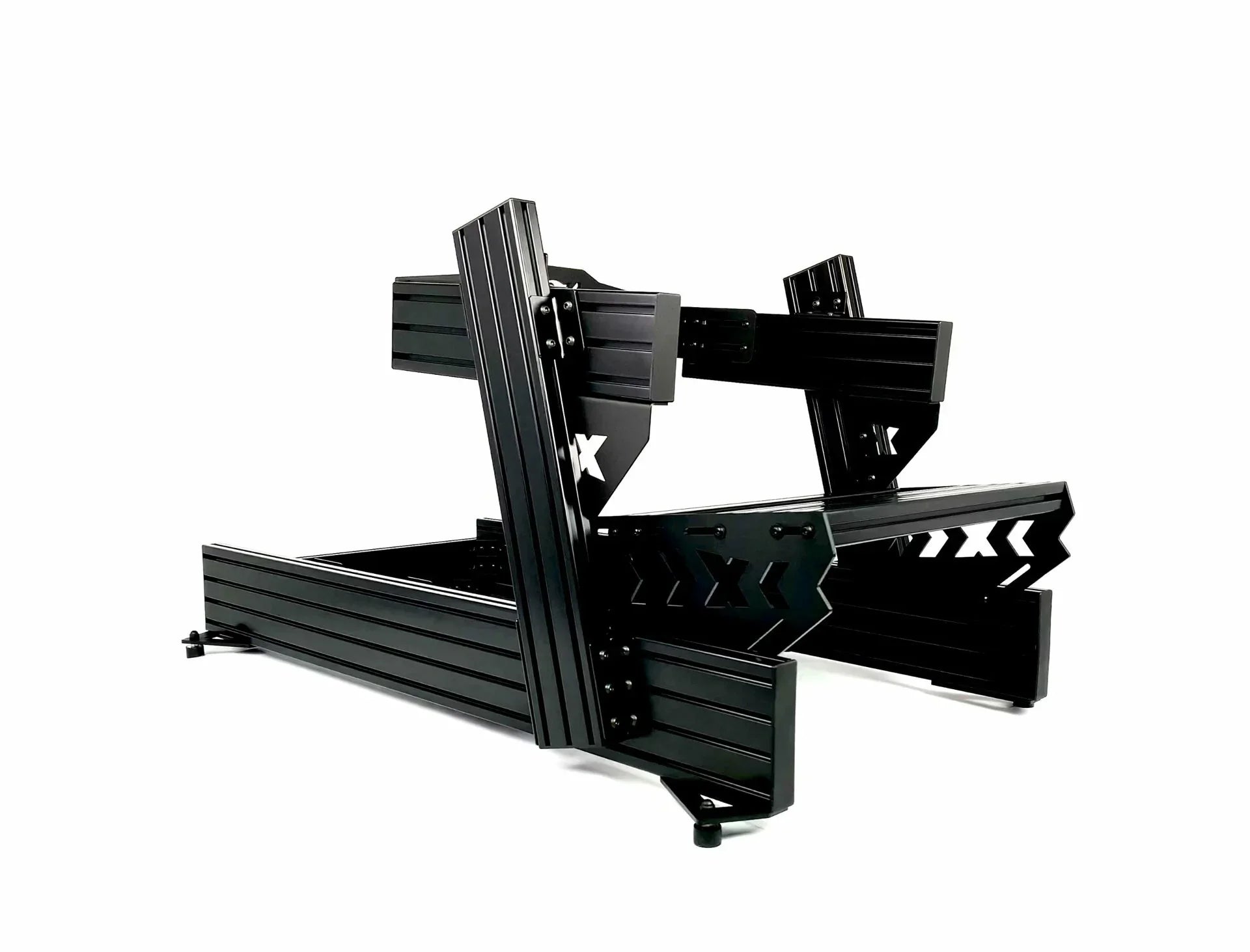 SimXPro XFR Formel racerkabine med sort stel, rat og pedaler til simracing og racingentusiaster.