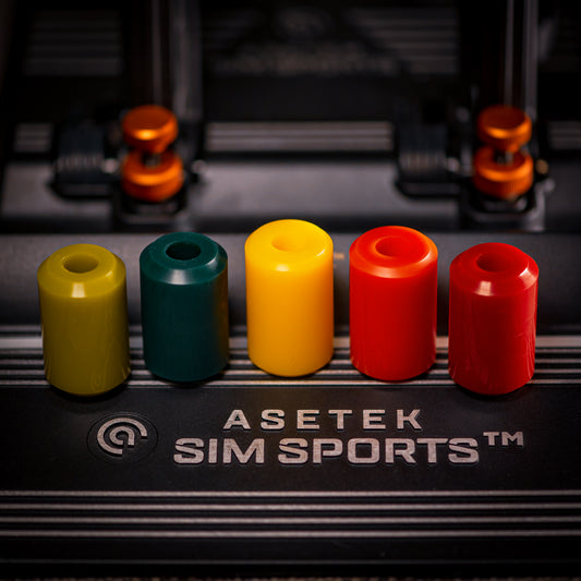 Asetek Racing elastomer kit til pedalaccessories, bløde gummiindlæg til forbedret pedalføling, vist på billedet.