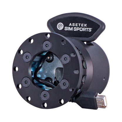 Asetek Racing Invicta QR Adapter USB-A til bilracer-tilbehør, vist baggrundsløst i nærbillede.