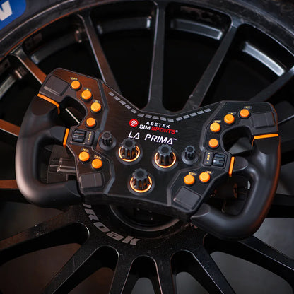 Asetek Racing ratstyrringsknapper i farvekitt til tilbehør, med flere farvede knapper til racing steering wheel, vist på miljøbaggrund