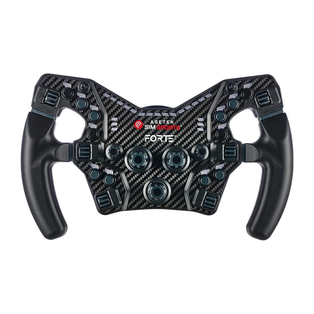 Asetek Racing XL styrhåndtag til racing wheel, kraftfuld og ergonomisk design, vist front uden baggrund.