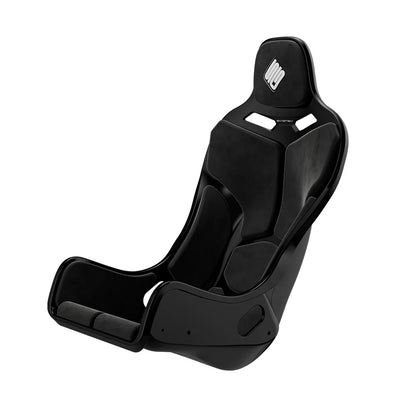 Black-shell SIMGASM Atlas Formula seat fitted with black cushions in a front three-quarter view