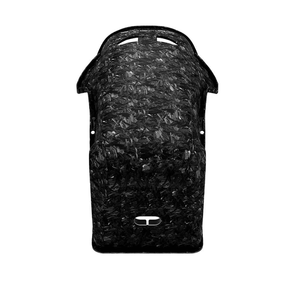 Top-down view of the SIMGASM Atlas GT seat with a Forged Carbon Look shell without the removable cushions