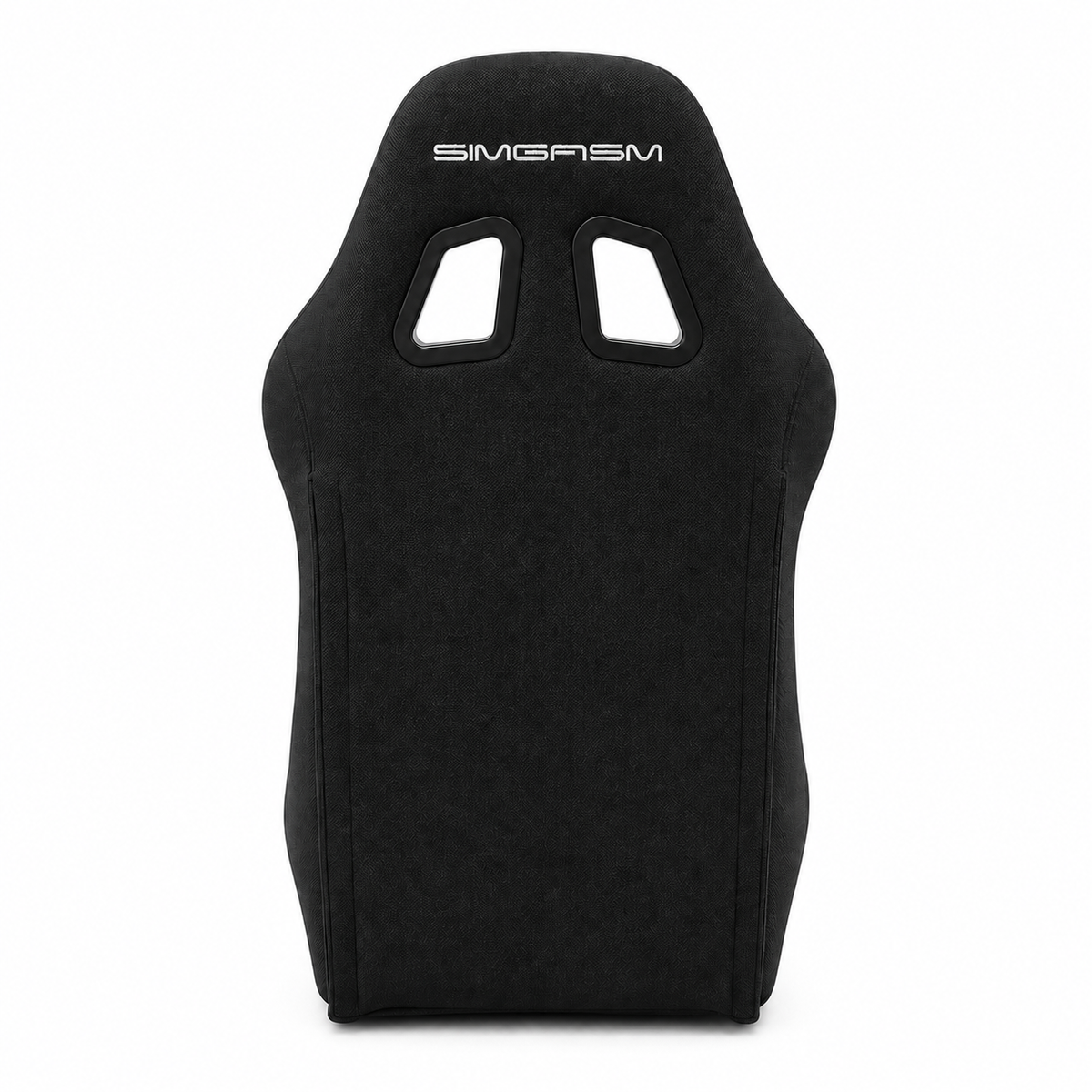 Rear view of the black SIMGASM Core bucket seat with twin harness openings