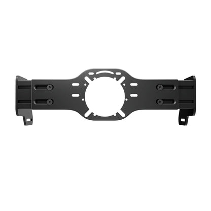 Straight-on view of the black SIMGASM front wheel mount showing both end brackets