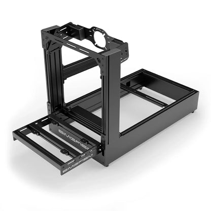 SIMGASM Pro cockpit i sort med Front Mount, set skråt forfra